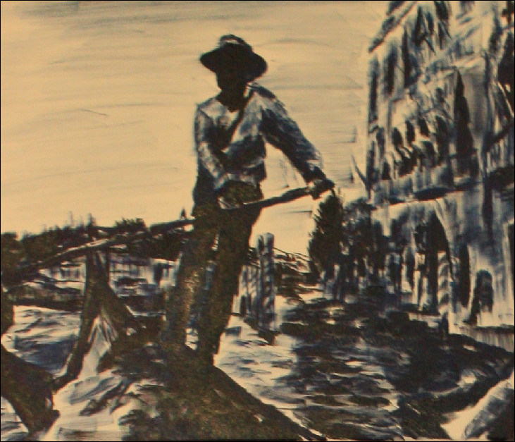 gondolier painting done in Italy