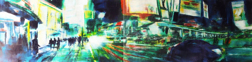 oil on wood panel (diptych) 2ft x 8ft 2013