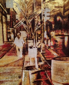 "Alchemy" Adam Chapman oil, 23k Gold on canvas 10"x8" 2016